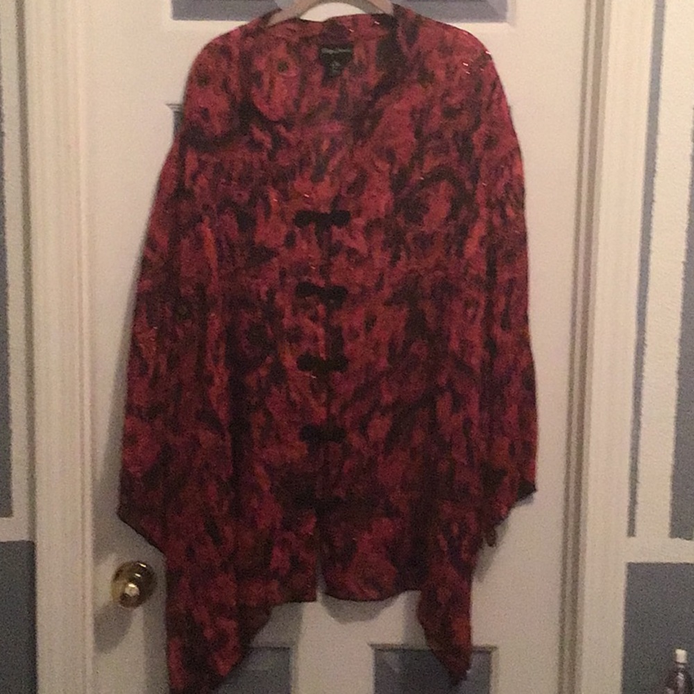 NWT 5X Catherine’s red & black kimono sheer blouse